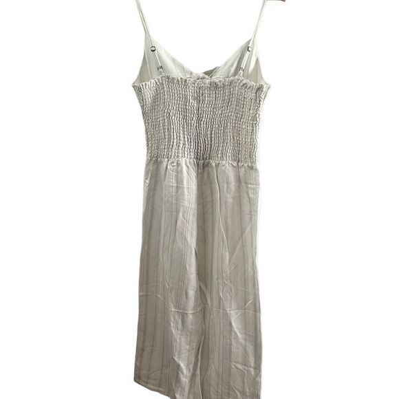 Chaser Ivory Grey Cropped Stripe Wide Leg Jumpsuit Women's Size M NWT - Picture 5 of 16